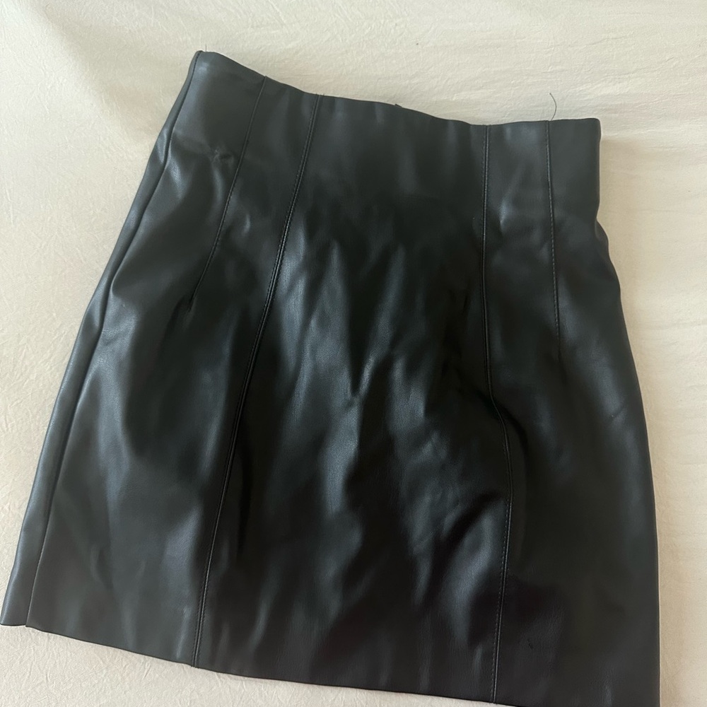 Zara Black Leather Skirt